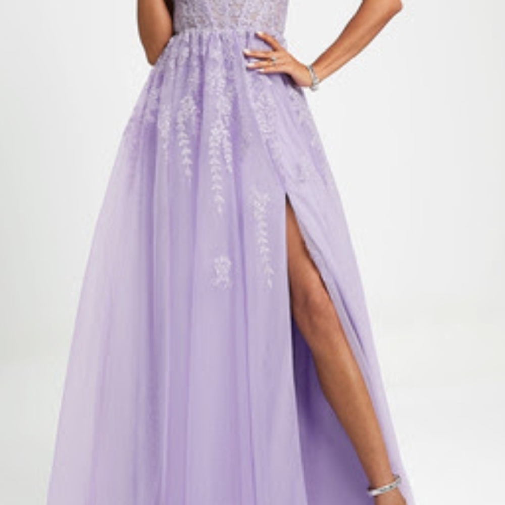 JJs House Lilac Embroidered Evening Prom, Quincenera, Bridal Dress - Picture 2 of 7